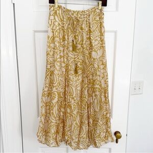Zara Floral Maxi Skirt in Yellow and Cream
